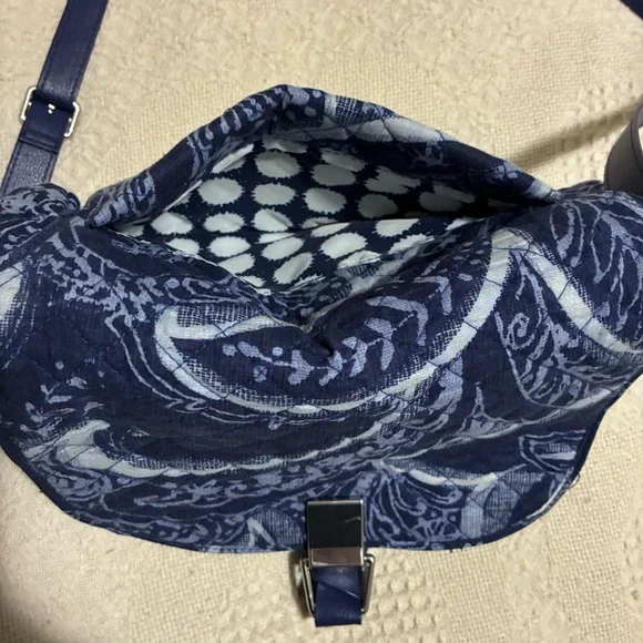 Vera Bradley Womens Adjustable Strap Lined Crossbody Bag Purse Blue Paisley - Picture 7 of 16